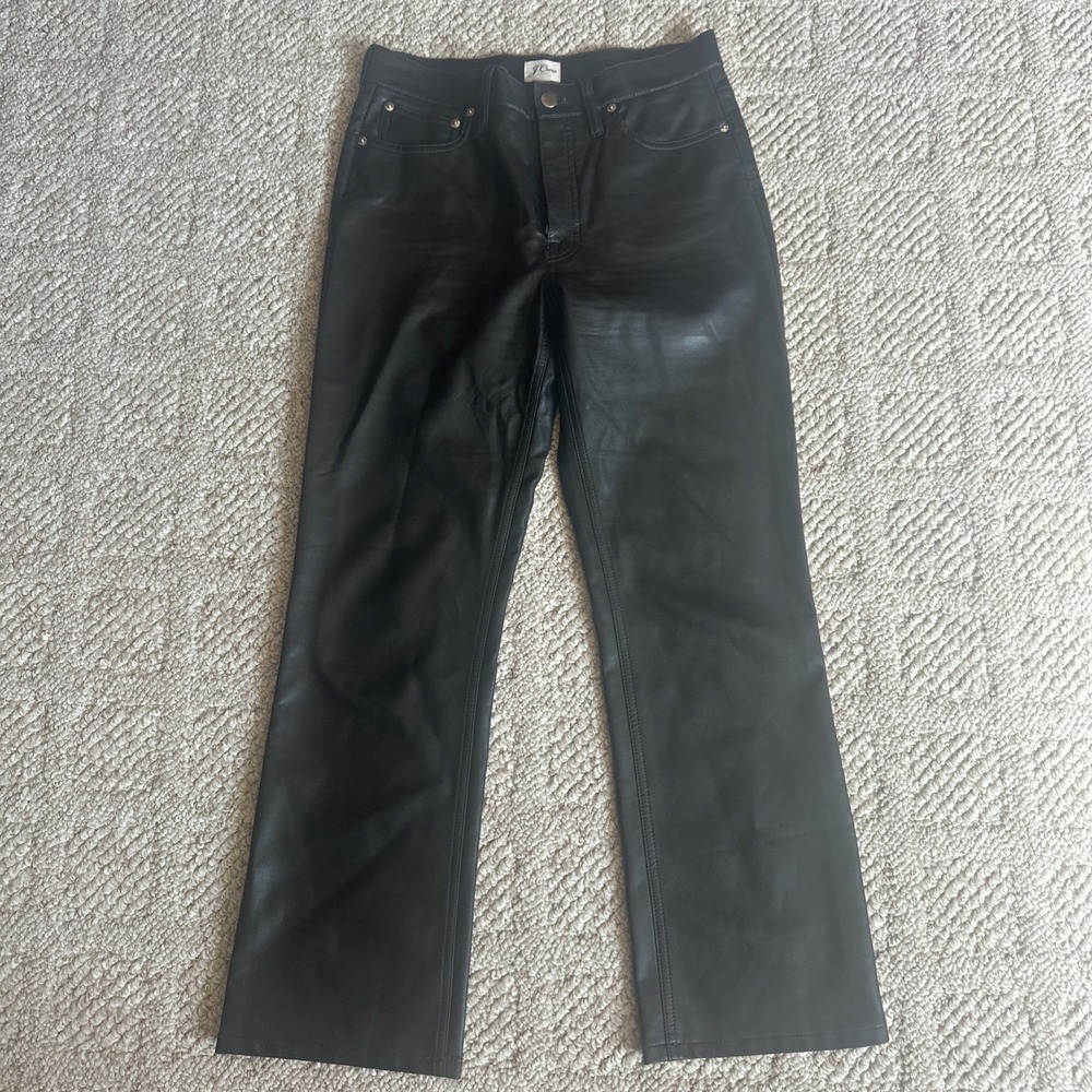 Womens J Crew High-Rise  Boot‎ Pant in Black Faux Leather | Sz 27 - 26" Inseam